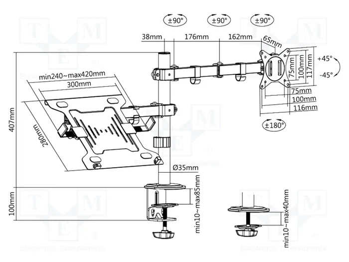 LogiLink BP0175 Soporte para Monitor 10-32'' con Soporte para Portátil
