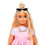 Mattel Barbie Deluxe con vestido babydoll rosa y lazo