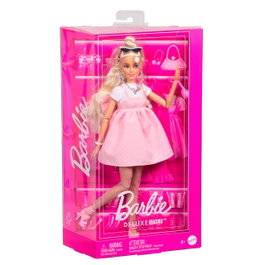 Mattel Barbie Deluxe con vestido babydoll rosa y lazo