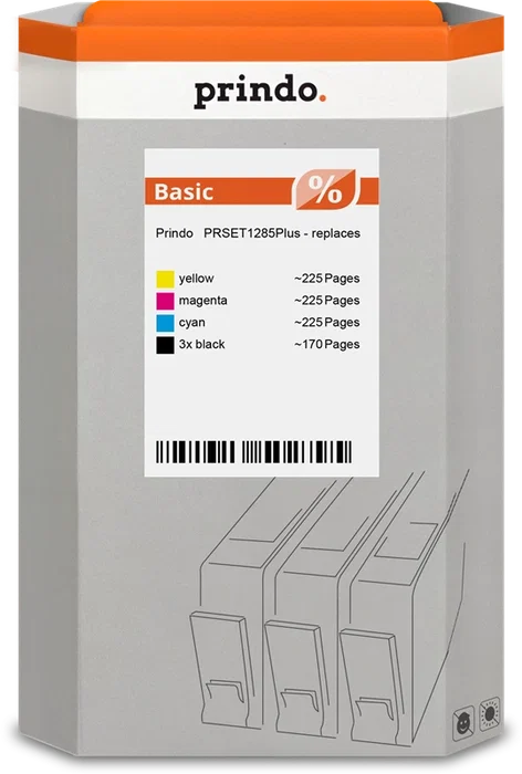 Prindo Multipack de Tinta Negra, Cian, Magenta y Amarilla PRSET1285Plus Basic Prindo Multipack de Tinta Negra, Cian, Magenta y Amarilla PRSET1285Plus Basic