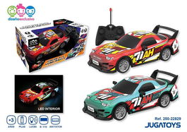 Coche radio control lumi rally escala 1:18 con luces led, 26x11x7cm - modelos surtidos