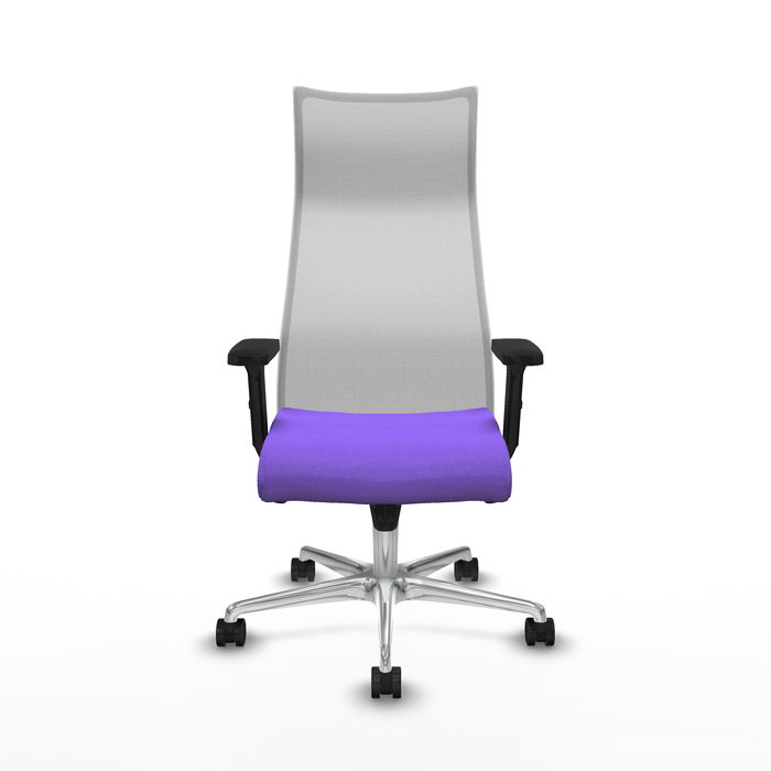 Sillón Albacete con mecanismo Sincro tapizada con Tela color Lila y malla color Blanco. Equipado con Base aluminio, Brazos 2D y Ruedas 65mm nailon Sillón Albacete con mecanismo Sincro tapizada con Tela color Lila y malla color Blanco. Equipado con Base aluminio, Brazos 2D y Ruedas 65mm nailon