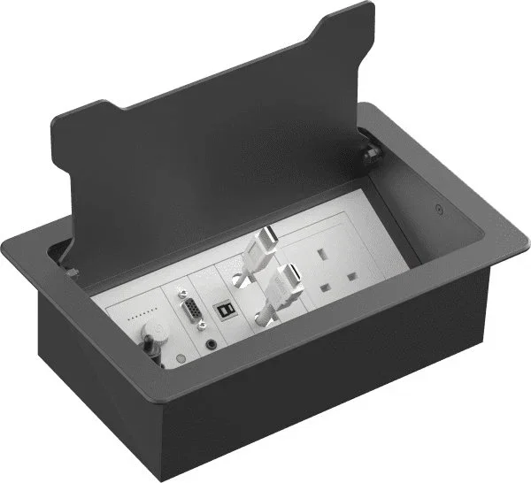 Vision TC3 SURRTB Organizador de cables para escritorio, caja de plástico y acero, negro y blanco, 1 pieza
