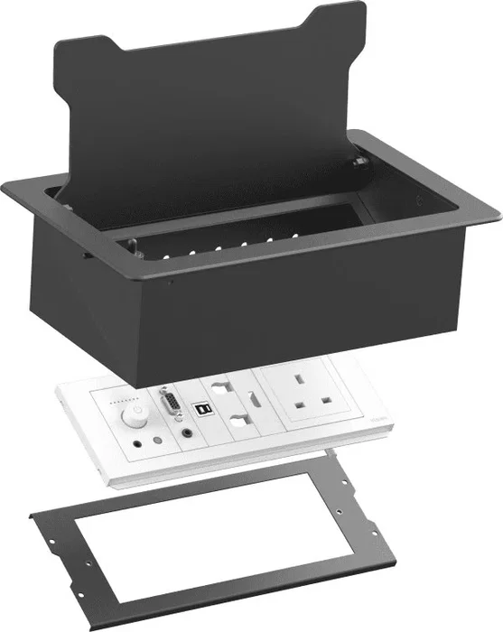 Vision TC3 SURRTB Organizador de cables para escritorio, caja de plástico y acero, negro y blanco, 1 pieza