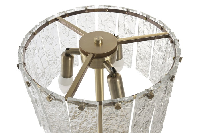 DKD Home Decor Lámpara de Sobremesa de Cristal y Metal Transparente y Dorado