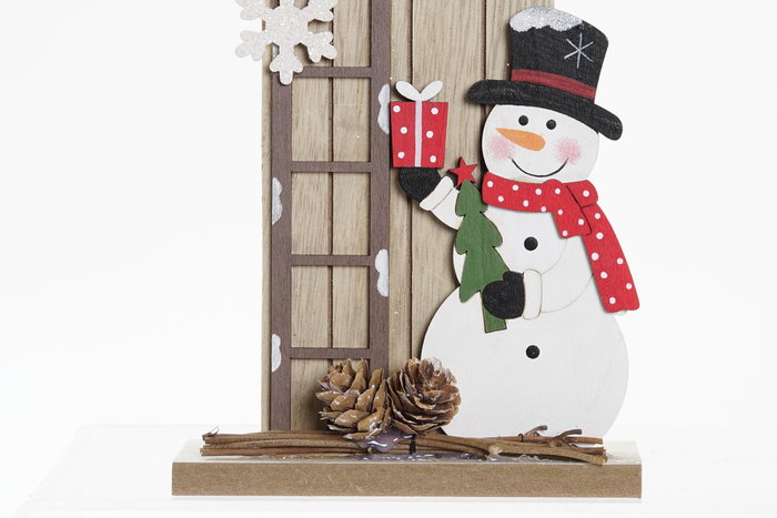 DKD Home Decor Decoración MDF Navidad Tradicional Natural y Rojo 13x5x30 cm