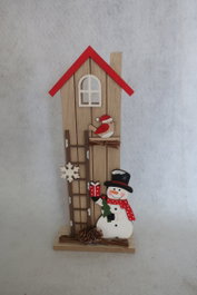 DKD Home Decor Decoración MDF Navidad Tradicional Natural y Rojo 13x5x30 cm