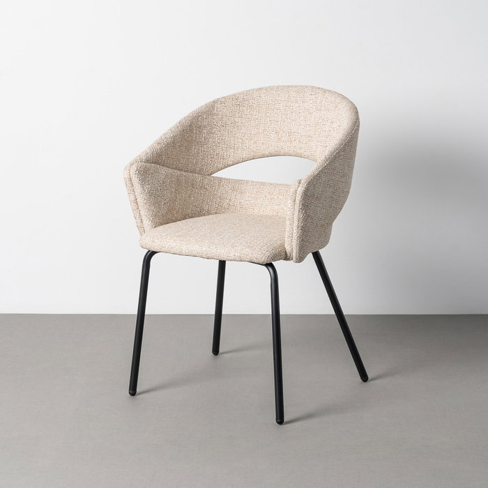 Ixia Silla con Brazos Beige Tejido-Metal