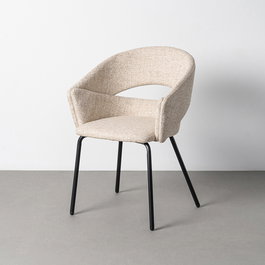 Silla Brazos Beige Tejido-Metal 59 X 61 X 82 cm (Set de 2)