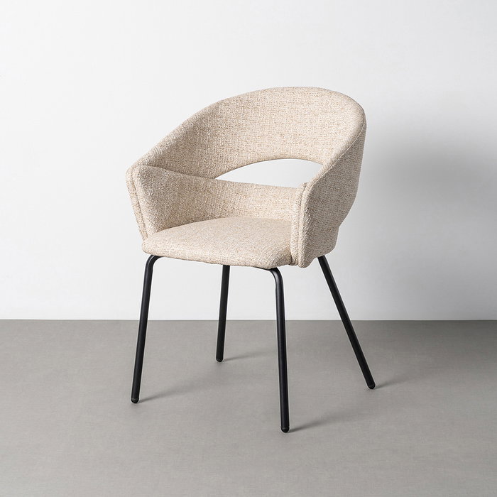 Silla Brazos Beige Tejido-Metal 59 X 61 X 82 cm (Set de 2) Silla Brazos Beige Tejido-Metal 59 X 61 X 82 cm (Set de 2)