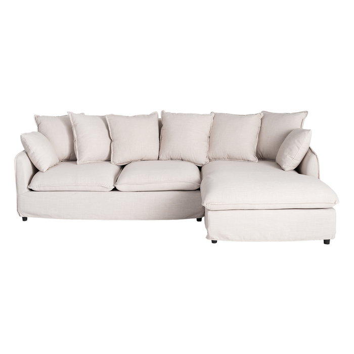 Sofá Chaise Longue Beige Dm-Tejido Salón 252 X 158 X 84 cm Sofá Chaise Longue Beige Dm-Tejido Salón 252 X 158 X 84 cm