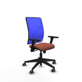 PIQUERAS Y CRESPO Silla de oficina Motilla, Mecanismo Sincro, Brazos 3D, Tela Marrón y Malla Azul