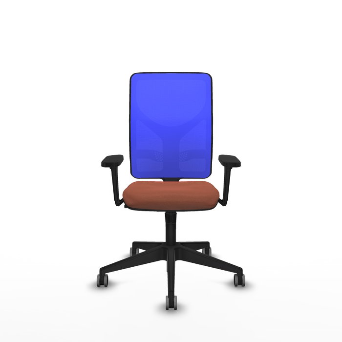 PIQUERAS Y CRESPO Silla de oficina Motilla, Mecanismo Sincro, Brazos 3D, Tela Marrón y Malla Azul