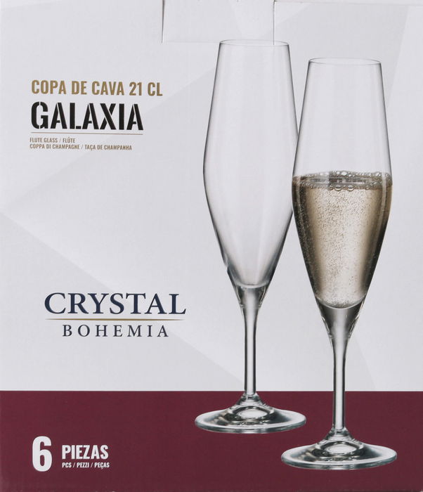 Bohemia Set 6 Copas Champagne Galaxia 210 cc (4 Cajas)
