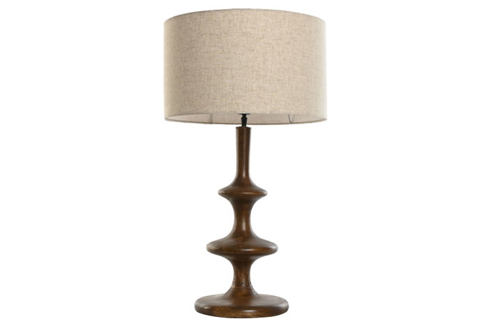 DKD Home Decor Lámpara de Sobremesa Mango Algodón Marrón y Beige