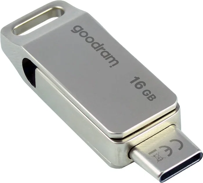 Goodram Pendrive ODA3 16 GB USB 3.2 Gen 1 USB Type-A y Type-C Plata, Velocidad Lectura 60 MB/s, Factor de Forma Giratorio