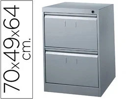 Blanca Fichero Cajones Metálico 2 Cajones Gris 70cm Alto 66.5cm Prof 50cm Ancho DIN A4 N.75