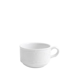 Porvasal Augusta Taza Apilable para Té de Porcelana, 20 cl / 200 ml, Diámetro 8.5 cm, Acabado Te (Set de 12)