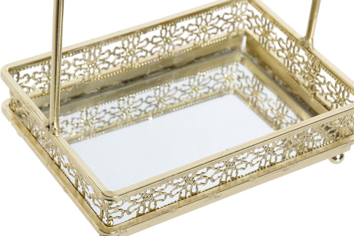 DKD Home Decor Joyero Chic Dorado de Metal y Espejo Hecho a Mano 11.5x24x16.5 cm (Pack de 2)