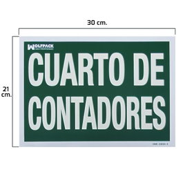 WOLFPACK LINEA PROFESIONAL Cartel Cuarto De Contadores 21 x 30 cm