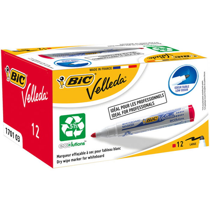 Bic Velleda Ecolutions Marcador para Pizarra Blanca Rojo Punta Redonda