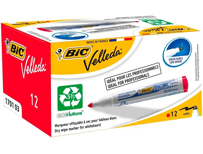 Bic Velleda Ecolutions Marcador para Pizarra Blanca Rojo Punta Redonda