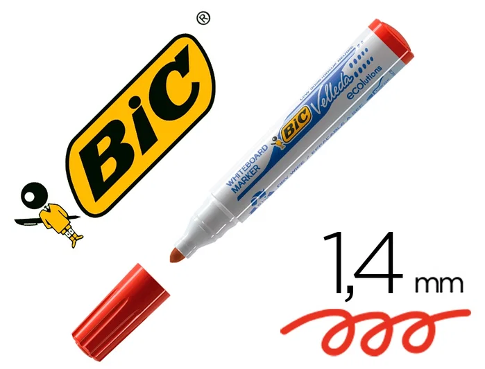 Bic Velleda Ecolutions Marcador para Pizarra Blanca Rojo Punta Redonda