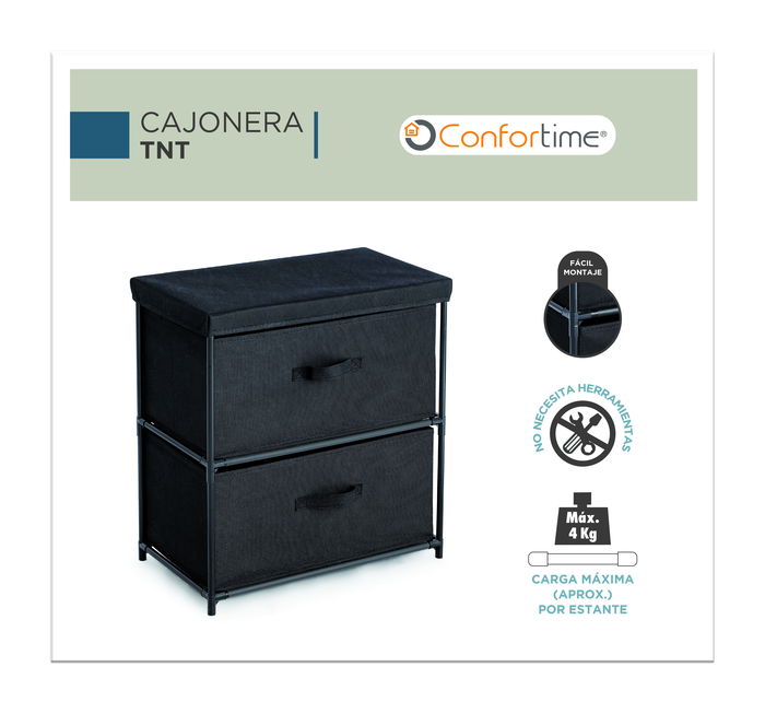 Confortime Cajonera TNT con 2 Cajones, Mueble de Almacenaje, 55 x 30 x 50 cm, Estructura de Tubo 13 mm (4 Unidades) Confortime Cajonera TNT con 2 Cajones, Mueble de Almacenaje, 55 x 30 x 50 cm, Estructura de Tubo 13 mm (4 Unidades)