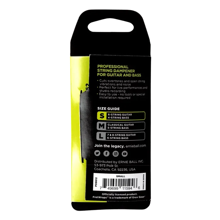 Ernie Ball FretWrap Sm Accesorio Apagador Amortiguador de Cuerdas para Guitarra Eléctrica Acústica Bajo Ukelele Ernie Ball FretWrap Sm Accesorio Apagador Amortiguador de Cuerdas para Guitarra Eléctrica Acústica Bajo Ukelele