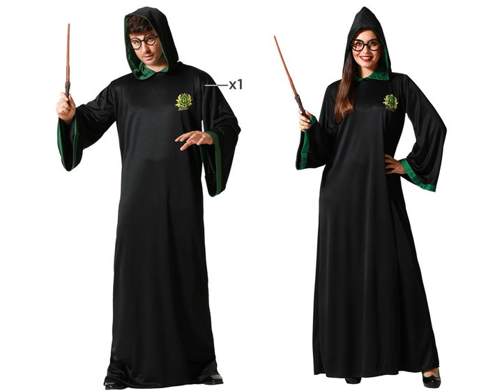 atosa Túnica Negra con Capucha para Adulto Estudiante de Magia Verde atosa Túnica Negra con Capucha para Adulto Estudiante de Magia Verde