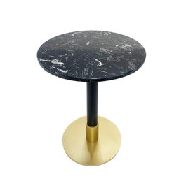 DKD Home Decor Mesita Auxiliar de Metal y Mármol Negro 45x45x51 cm