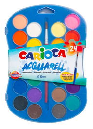 Carioca Estuche 24 Acuarelas 42405 Pastillas Brillantes y Mezclables Ø 30 mm