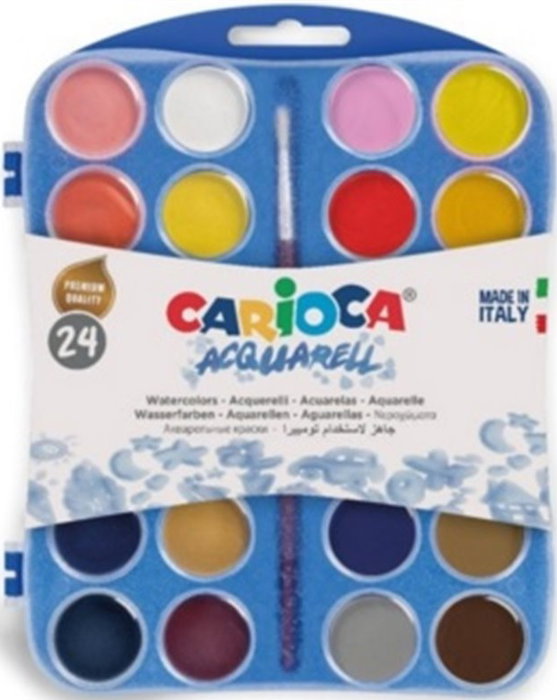 CARIOCA Estuche de 24 Acuarelas de 30 mm con Pincel