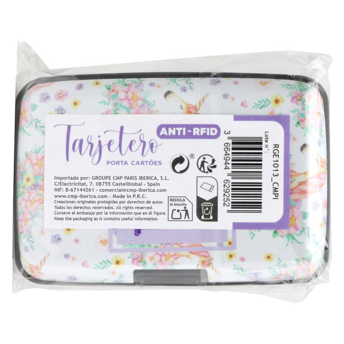 CMP General Tarjetero Anti-Rfid "Unicornio cmP General" con 6 Compartimentos y Protección RFID 7,5x11 cm