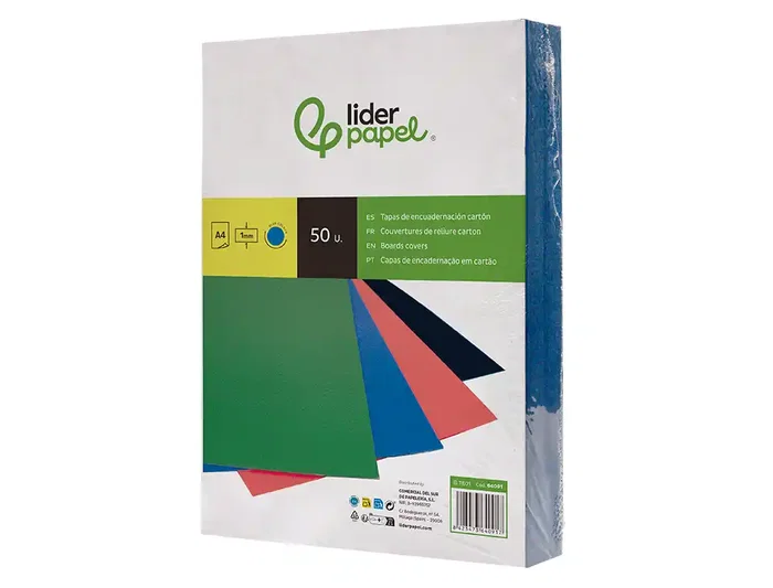 Liderpapel Tapa Encuadernacion Carton A4 1mm Azul Paquete 50 Unidades