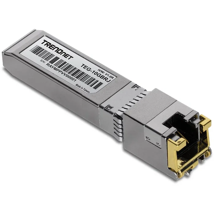 TRENDnet Módulo Transceptor SFP+ de Cobre RJ-45 10 Gigabit Ethernet, TEG-10GBRJ, Compatible con 2.5G/5G, DDM, para Switch (Distancia hasta 100m)
