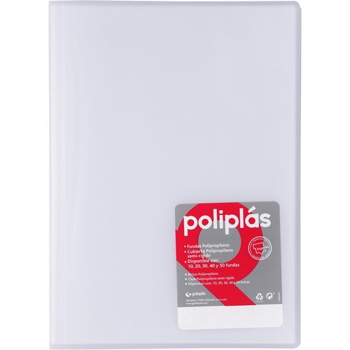 Grafoplás Carpeta Poliplás de Polipropileno con 30 Fundas Soldadas Folio Natural