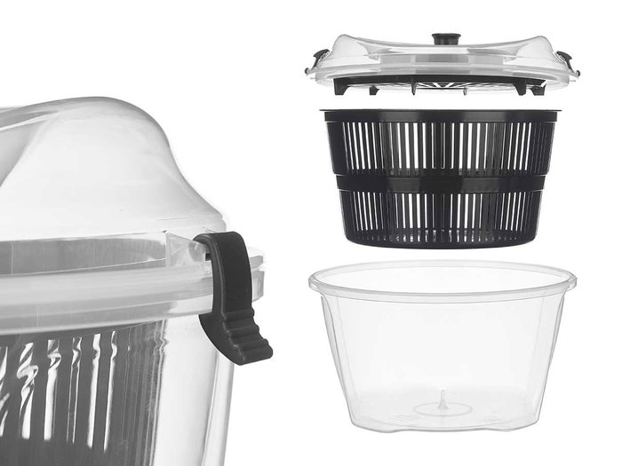 Kinvara Centrifugadora de Verduras para Ensaladas 4.4L, Colores Blanco/Gris/Negro/Transparente, Dimensiones 26x18x25 cm (Set de 6) Kinvara Centrifugadora de Verduras para Ensaladas 4.4L, Colores Blanco/Gris/Negro/Transparente, Dimensiones 26x18x25 cm (Set de 6)