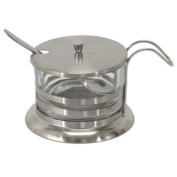 Home Deco Factory Quesera Con Cuchara Parmesano De Vidrio Y Acero Inoxidable Con Tapa 200ml