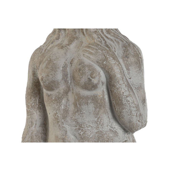 DKD Home Decor Figura de Mujer de Cemento Gris Desgastado 17x17x61 cm