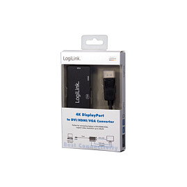 Logilink CV0109 Adaptador DisplayPort 1.2 a DVI/HDMI/VGA 4K Negro Macho a Hembra 0.15m