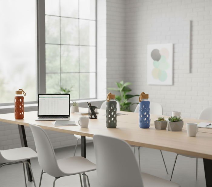 Bewinner Botella de Agua de Vidrio y Silicona 400 ml con Dimensiones 6x6x20 cm (24 Unidades)