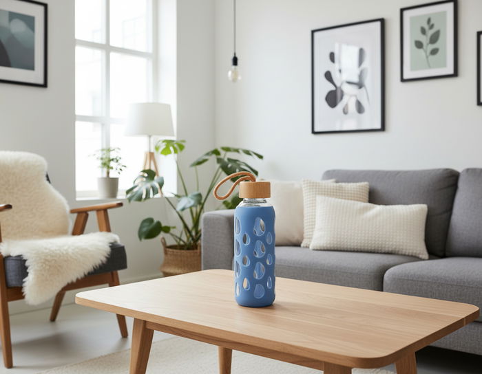 Bewinner Botella de Agua de Vidrio y Silicona 400 ml con Dimensiones 6x6x20 cm (24 Unidades)