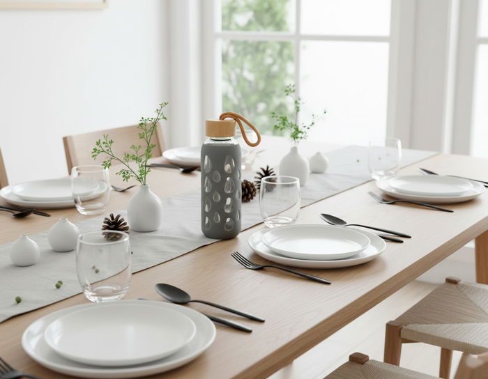 Bewinner Botella de Agua de Vidrio y Silicona 400 ml con Dimensiones 6x6x20 cm (24 Unidades)