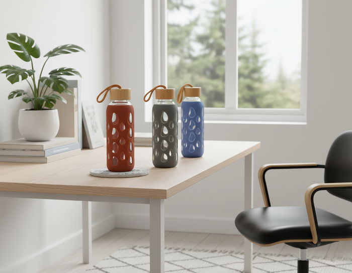 Bewinner Botella de Agua de Vidrio y Silicona 400 ml con Dimensiones 6x6x20 cm (24 Unidades)