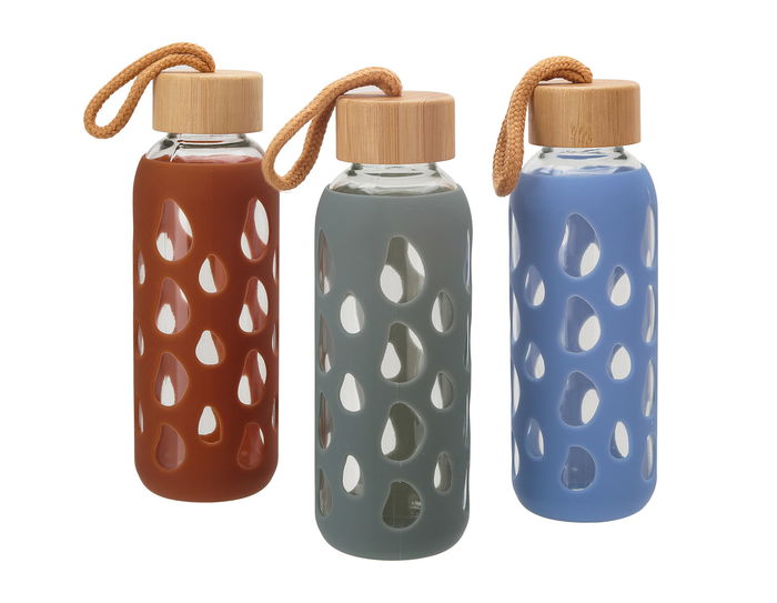 Bewinner Botella de Agua de Vidrio y Silicona 400 ml con Dimensiones 6x6x20 cm (24 Unidades)