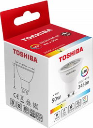 TOSHIBA Bombilla LED GU10 4W 3000K, luz cálida, casquillo GU10, 4 vatios
