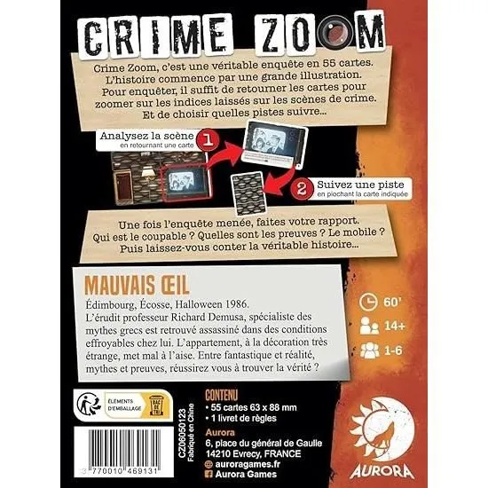 Asmodee ASM3770010469131 Crime Zoom: Evil Eye Juego de Investigación A partir de 14 Años Idioma Francés