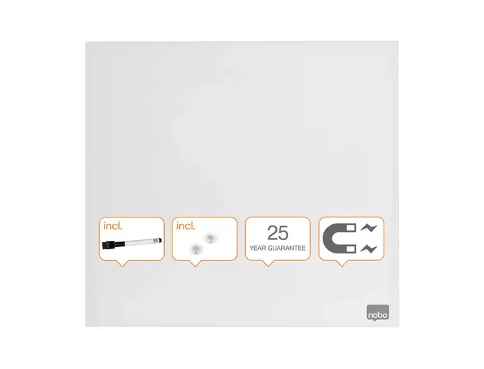 Nobo Pizarra de Vidrio Magnética Blanca 300x300 mm con Rotulador e Imanes Nobo Pizarra de Vidrio Magnética Blanca 300x300 mm con Rotulador e Imanes
