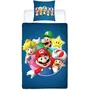 Mario Bros Juego de cama reversible AABFA32170 - Mario y sus amigos - Microfibra - 1 funda nórdica 140 x 200 cm + 1 funda de almohada 63 x 63 cm